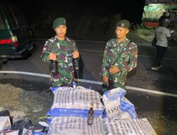 Lagi, Satgas Pamtas Yonarmed 11 Kostrad Sita Ratusan Botol Miras Ilegal di Perbatasan RI-Malaysia